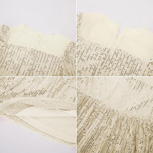 فستان Danna Belle Girl للحفلات مزين بالترتر وأكمام طويلة على شكل حرف A فساتين شبكية لامعة 5-12 سنة in Kuwait