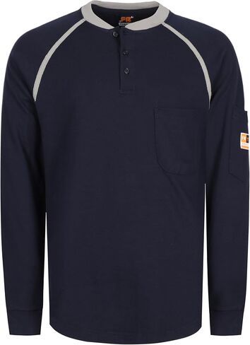 قمصان KONRECO FR للرجال بأكمام طويلة 7oz قطن مقاوم للهب/مقاوم للحريق CAT2 Henley Shirt in Kuwait