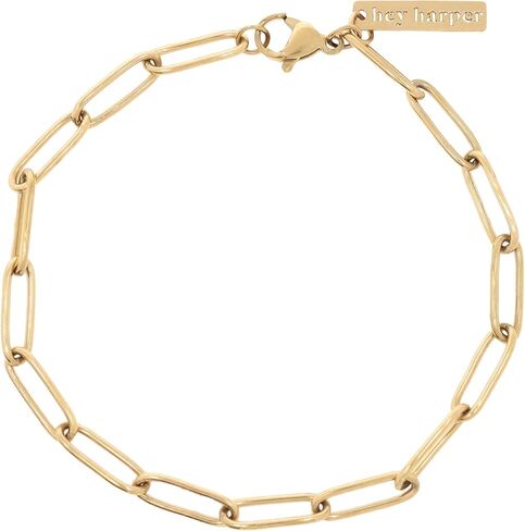 Harper Gold Nassau Bracelet for Women - Dainty Adjustable 14k Gold PVD Coated Stainless Steel - Waterproof Layered Link Bracelet for Everyday Wear in Kuwait