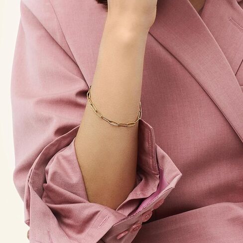 Harper Gold Nassau Bracelet for Women - Dainty Adjustable 14k Gold PVD Coated Stainless Steel - Waterproof Layered Link Bracelet for Everyday Wear in Kuwait