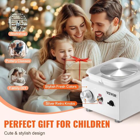 VEVOR Mini Pottery Wheel, 2.56in/3.94in, 2 Turntables Electric Ceramic Wheel Machine, 0-320RPM Adjustable Speed Detachable Basin Forming Machine, 18pcs Accessories, for Art Craft Work Home DIY, Pink in Kuwait