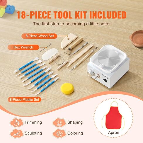 VEVOR Mini Pottery Wheel, 2.56in/3.94in, 2 Turntables Electric Ceramic Wheel Machine, 0-320RPM Adjustable Speed Detachable Basin Forming Machine, 18pcs Accessories, for Art Craft Work Home DIY, Pink in Kuwait