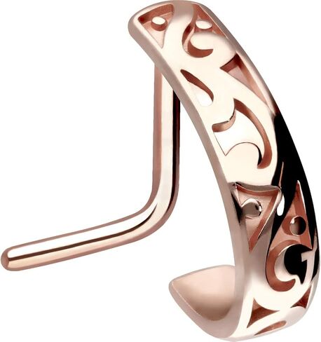 PIERCINGLINE 20G nose ring Surgical steel 316L nostril piercing jewelry | L shape nose ring in hoop optics Oriental Design | Nose studs for women and men in Saudi Arabia