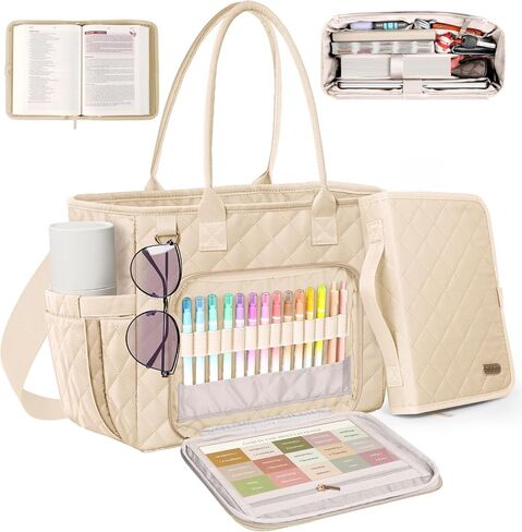 حقيبة الكتاب المقدس الكبيرة مع حالة غلاف الكتاب المقدس للنساء ، وحقيبة الكنيسة مع أربعة أنماط حمل ، وغطاء الكتاب المقدس المبطن لمستلزمات دراسة الكتاب المقدس ، وهدية مسيحية للنساء (حقيبة ＆ فقط) ، الأسود) in Kuwait