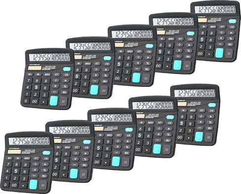 Calculators, BESTWYA 12-Digit Dual Power Handheld Desktop Calculator with Large LCD Display Big Sensitive Button (Black, Pack of 5) in Kuwait