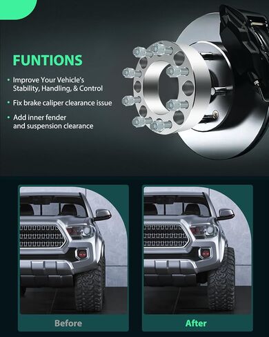 SCITOO 4X 2 بوصة 8x165.1 مللي متر إلى 8x165.1 مللي متر فواصل العجلات 8 العروة 50 مللي متر 8x6.5 إلى 8x6.5 مناسبة لـ 2001-2010 لـ Silverado 2500 HD | لـ Express 3500 لـ GMC Sierra 1500 HD مع ترصيع 14x1.5 in Saudi Arabia