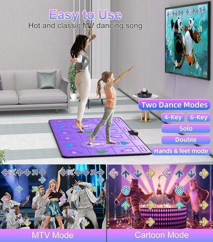 FWFX Dance Mat for Kids and Adults - Double User Wireless Dancing Mat, Exercise & Fitness Dance Step Pad Game for TV, Musical Electronic Dance Mats with HD Camera, Gift for Girls & Boys Ages 6+ in Kuwait