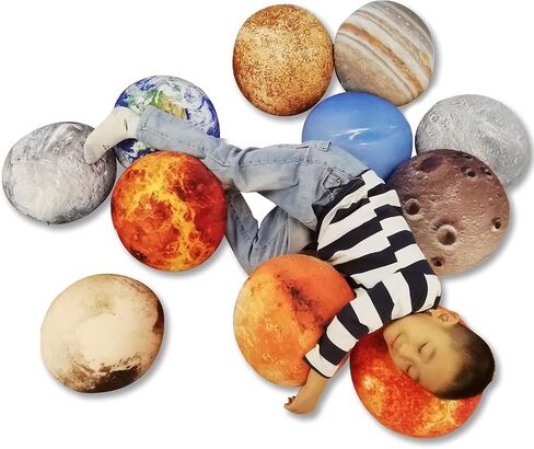11 Piece Set Space Planet Throw Pillow Covers Solar System Universe Planet Image Decorative Cushion Cover Round Pillow Case 3D Home Decor Pillows Covers 10X10Inch in Kuwait