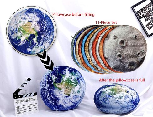 11 Piece Set Space Planet Throw Pillow Covers Solar System Universe Planet Image Decorative Cushion Cover Round Pillow Case 3D Home Decor Pillows Covers 10X10Inch in Kuwait