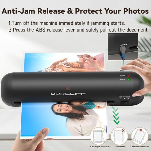 Laminator Machine 9-Inch Portable Thermal Laminator with Hot & Cold Modes, A4 Small Laminating Machine with ABS Jam-Release, 3-Min Warm-Up, 6-in-1 Photo Laminator Kit for Home Office and Class, White in Saudi Arabia