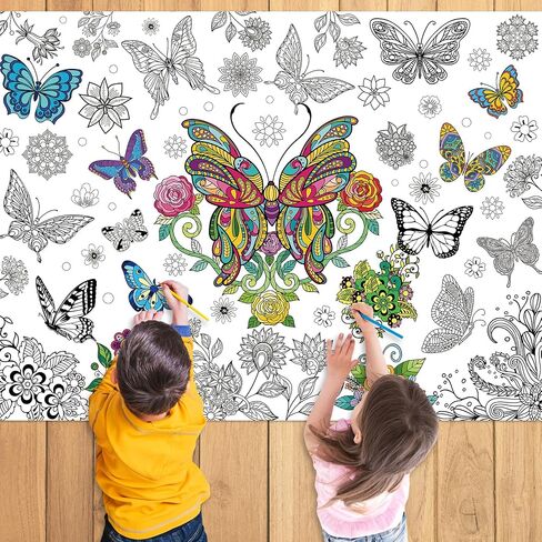 43.3x31.5Inch Valentine's Day Giant Coloring Poster with Picture, Birthday Gift Painting Poster, Art Crafts Activity Drawing Paper in School, Classroom, Home, Party for Boys, Girls, Kid in Kuwait