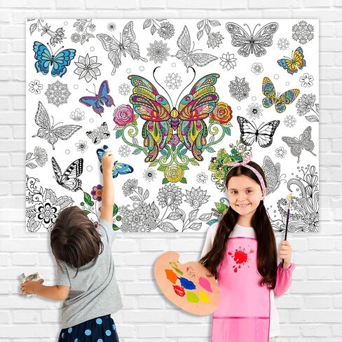 43.3x31.5Inch Valentine's Day Giant Coloring Poster with Picture, Birthday Gift Painting Poster, Art Crafts Activity Drawing Paper in School, Classroom, Home, Party for Boys, Girls, Kid in Kuwait