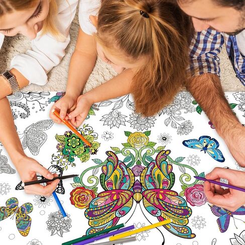 43.3x31.5Inch Valentine's Day Giant Coloring Poster with Picture, Birthday Gift Painting Poster, Art Crafts Activity Drawing Paper in School, Classroom, Home, Party for Boys, Girls, Kid in Kuwait