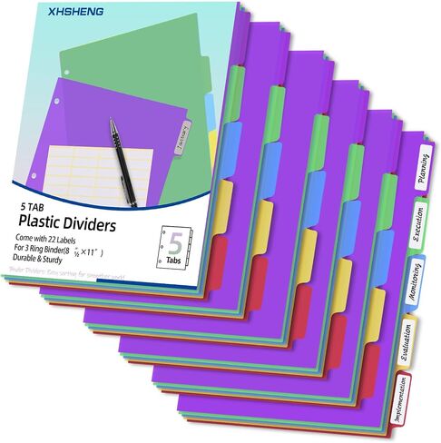 24pcs/3 مجموعة من مقاطعات الموثق ذات 3 حلقة مع علامات تبويب ، 8 علامات تبويب فواصل ملفات بلاستيكية ، فواصل bbinder مع علامات تبويب ، ملونة in Kuwait