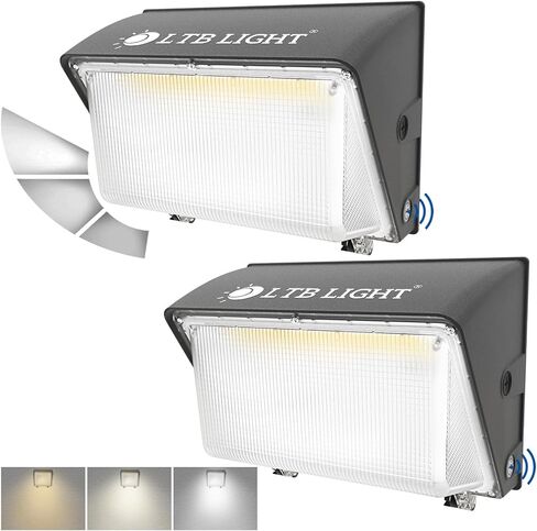 80W Max Max Dusk-to Dawn Fourdive Lighting ، مصابيح حزمة الجدار LED مع الصواريخ الضوئية واللون والضغط القابلة للتبديل ، إضاءة أمان مشرقة 10450LM لتجارة المنزل ، ETL- 4 حزمة in Saudi Arabia