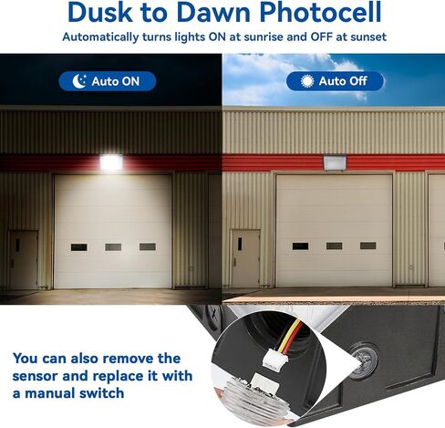 80W Max Max Dusk-to Dawn Fourdive Lighting ، مصابيح حزمة الجدار LED مع الصواريخ الضوئية واللون والضغط القابلة للتبديل ، إضاءة أمان مشرقة 10450LM لتجارة المنزل ، ETL- 4 حزمة in Saudi Arabia
