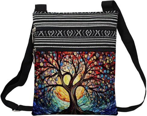 Pink Butterfly Messenger Bag Small Ethnic Pattern Printed Adjustable Strap Crossbody Zipper Bag Pink Butterfly Phone Bag Wallet Cute Shoulder Handbag for Women - 1 in Saudi Arabia