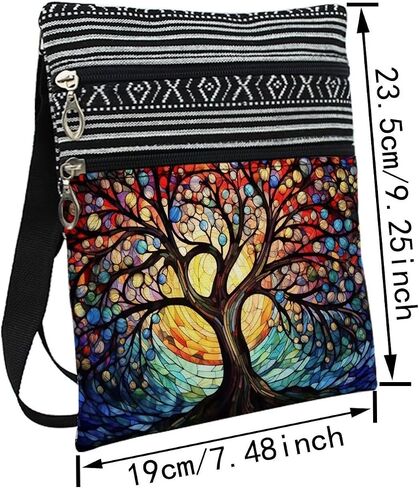 Pink Butterfly Messenger Bag Small Ethnic Pattern Printed Adjustable Strap Crossbody Zipper Bag Pink Butterfly Phone Bag Wallet Cute Shoulder Handbag for Women - 1 in Saudi Arabia