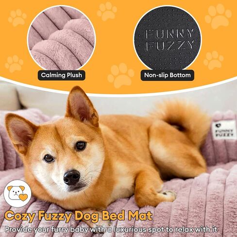 Fuzzy Pet Couch Covers for Sofa, 37" L × 33" W × 6" H Calming Dog Bed Fluffy Plush Dog Mat for Furniture Protector with Bolster for Large Medium Small Dogs and Cats, Large, Dark Grey in Kuwait