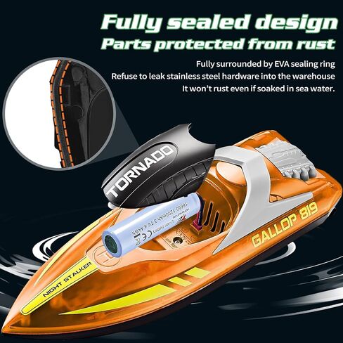 قارب التحكم عن بُعد في أوسوين 15+ ميلاً في الساعة قارب RC سريعًا للبركة والبحيرة ، HJ819 قارب التحكم عن بُعد مع مصابيح LED RC Speed ​​Boat 2.4 جيجا هرتز القوارب للبالغين والطفل ، ألعاب المسبح (الأخضر) in Kuwait