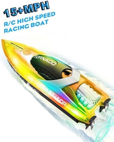 قارب التحكم عن بُعد في أوسوين 15+ ميلاً في الساعة قارب RC سريعًا للبركة والبحيرة ، HJ819 قارب التحكم عن بُعد مع مصابيح LED RC Speed ​​Boat 2.4 جيجا هرتز القوارب للبالغين والطفل ، ألعاب المسبح (الأخضر) in Kuwait