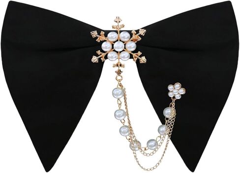 Oversized Bow Ties for Men Pre-tied Bow Tie with Pearl Decoration Adjustable Bowties Men for Wedding Party Business in Kuwait