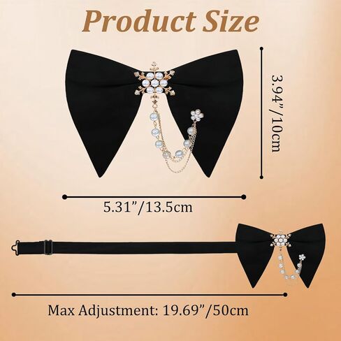 Oversized Bow Ties for Men Pre-tied Bow Tie with Pearl Decoration Adjustable Bowties Men for Wedding Party Business in Kuwait