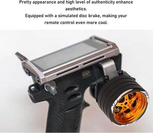 RC Transmitter Steering Wheel, Aluminum Alloy One Handed Control Adapter Compatible with Flysky NB4 Remote Control (Gold) in Kuwait