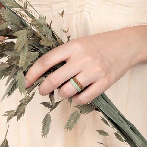 Egnaro Silicone Ring Women Thin Womens Stackable Rings Silicone Rubber Wedding Bands Bridal Jewelry Set Flame Leaves Anniversary Rings Promise Rings in Kuwait