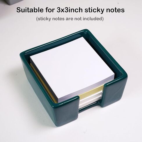 Ceramic Sticky Note Holder, 3 x 3 Sticky Note Dispenser, Notepad Holder for Desk, Office Essentials Organizer (White) in Kuwait