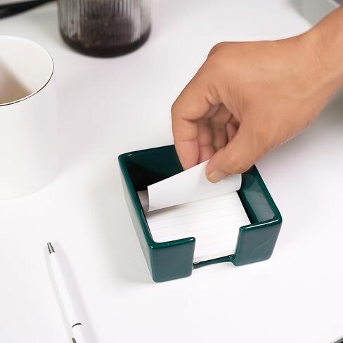 Ceramic Sticky Note Holder, 3 x 3 Sticky Note Dispenser, Notepad Holder for Desk, Office Essentials Organizer (White) in Kuwait