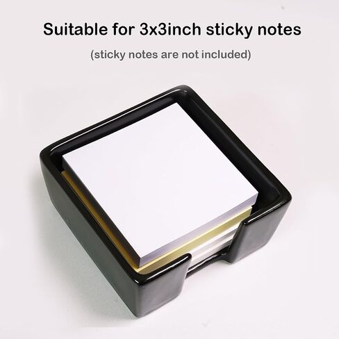 Ceramic Sticky Note Holder, 3 x 3 Sticky Note Dispenser, Notepad Holder for Desk, Office Essentials Organizer (White) in Kuwait