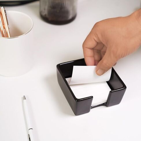 Ceramic Sticky Note Holder, 3 x 3 Sticky Note Dispenser, Notepad Holder for Desk, Office Essentials Organizer (White) in Kuwait