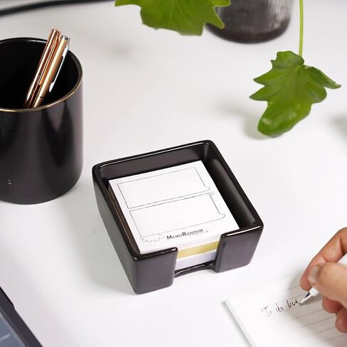 Ceramic Sticky Note Holder, 3 x 3 Sticky Note Dispenser, Notepad Holder for Desk, Office Essentials Organizer (White) in Kuwait