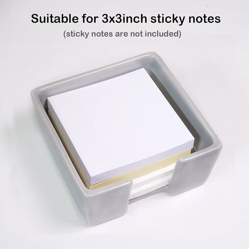 Ceramic Sticky Note Holder, 3 x 3 Sticky Note Dispenser, Notepad Holder for Desk, Office Essentials Organizer (White) in Kuwait