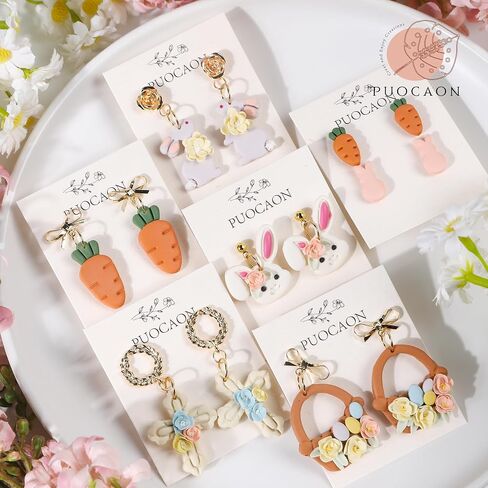 Puocaon Easter Polymer Clay Cutters - 27 Pcs Clay Cutters for Earrings Jewelry Rabbits Eggs Carrots Chicken in Saudi Arabia