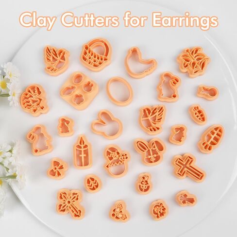 Puocaon Easter Polymer Clay Cutters - 27 Pcs Clay Cutters for Earrings Jewelry Rabbits Eggs Carrots Chicken in Saudi Arabia
