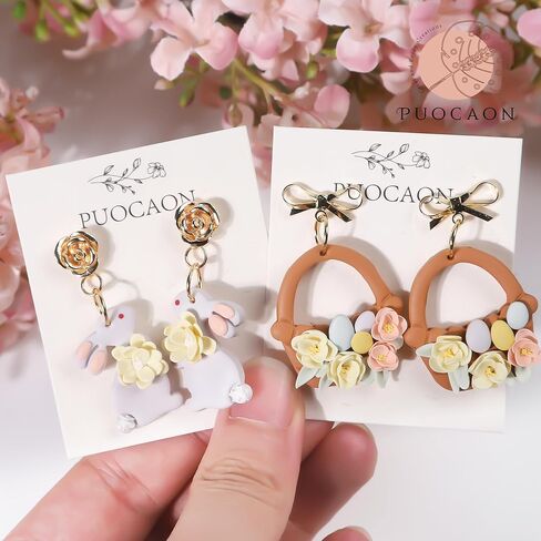 Puocaon Easter Polymer Clay Cutters - 27 Pcs Clay Cutters for Earrings Jewelry Rabbits Eggs Carrots Chicken in Saudi Arabia