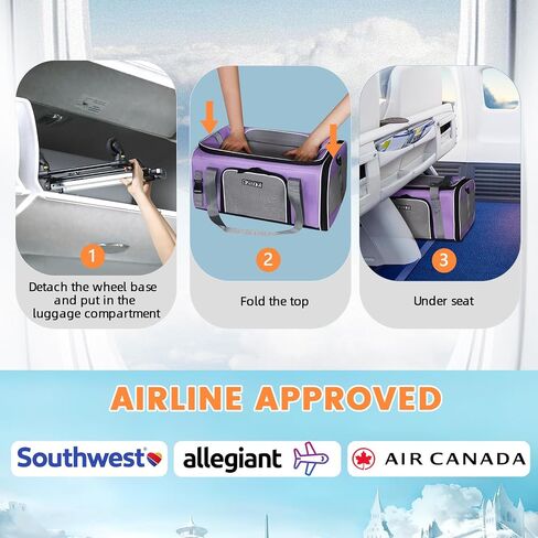 Petskd Top-Expandable Pet Carrier 19x13x9 Inches Southwest Allegiant Airlines Approved, Soft-Sided Carrier for Small Dog Under 15 lbs and Large Cat Under 20 lbs(Blue) in Kuwait