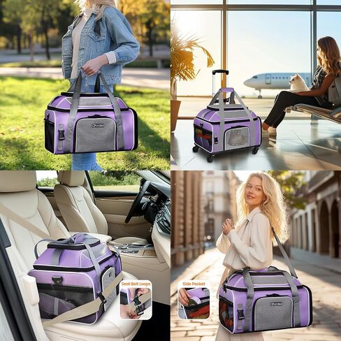 Petskd Top-Expandable Pet Carrier 19x13x9 Inches Southwest Allegiant Airlines Approved, Soft-Sided Carrier for Small Dog Under 15 lbs and Large Cat Under 20 lbs(Blue) in Kuwait