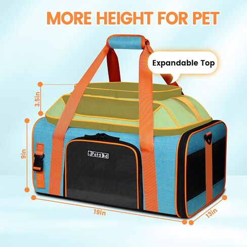 Petskd Top-Expandable Pet Carrier 19"x13"x9" Airline Approved, Blue in Saudi Arabia