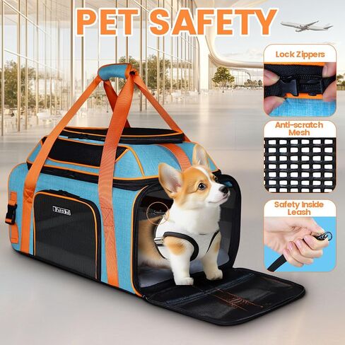 Petskd Top-Expandable Pet Carrier 19"x13"x9" Airline Approved, Blue in Saudi Arabia