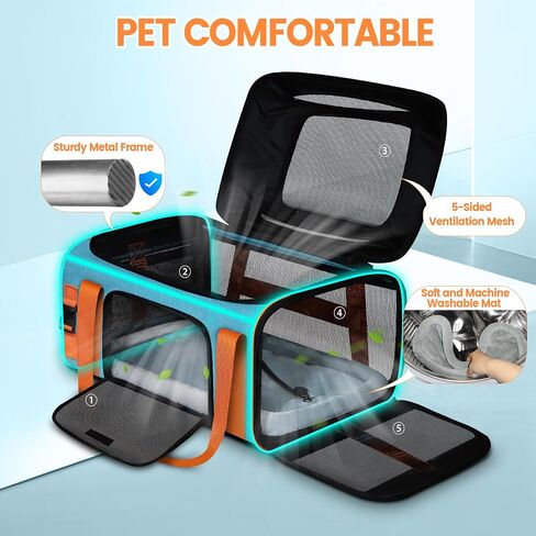 Petskd Top-Expandable Pet Carrier 19"x13"x9" Airline Approved, Blue in Saudi Arabia