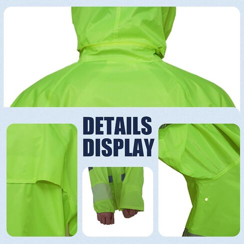 RainRider Rain Suits Safety Rain Jacket with Pants High Visibility Reflective Rain Gear in Kuwait