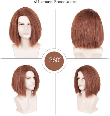 LABEAUTÉ Men Male Wigs Short Black with Beard 70s 80s Costume Cosplay Halloween Wigs + Cap in Saudi Arabia