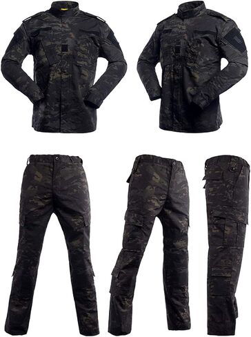 LANBAOSI Men's Tactical Jacket and Pants Military Camo Hunting ACU Uniform 2PC Set Army Multicam Apparel Suit in Saudi Arabia