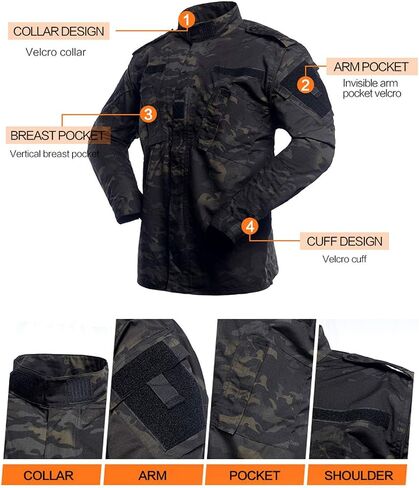 LANBAOSI Men's Tactical Jacket and Pants Military Camo Hunting ACU Uniform 2PC Set Army Multicam Apparel Suit in Saudi Arabia
