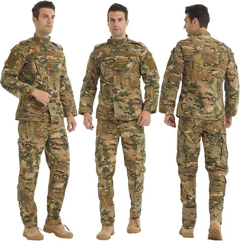 LANBAOSI Men's Tactical Jacket and Pants Military Camo Hunting ACU Uniform 2PC Set Army Multicam Apparel Suit in Saudi Arabia