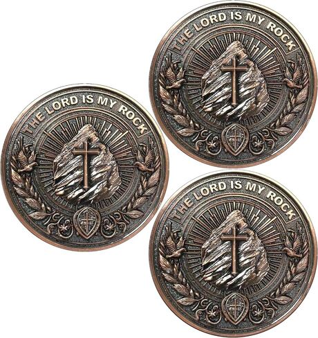 Inspirational Christian Challenge Coin - The Lord is My Rock - Zinc Alloy, 1.57 Inch Diameter, Psalms 18:2 Scripture, Protective Case Included in Kuwait