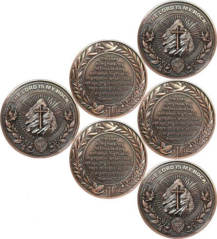 Inspirational Christian Challenge Coin - The Lord is My Rock - Zinc Alloy, 1.57 Inch Diameter, Psalms 18:2 Scripture, Protective Case Included in Kuwait